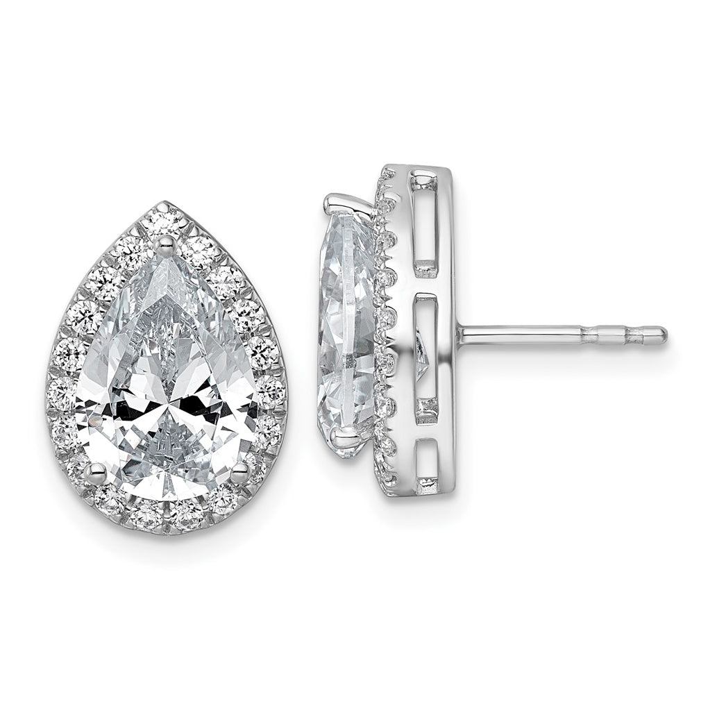 14k 4 5/8 carat Lab Grown Diamond VS+ F+ Complete Pear Halo Post Earrings