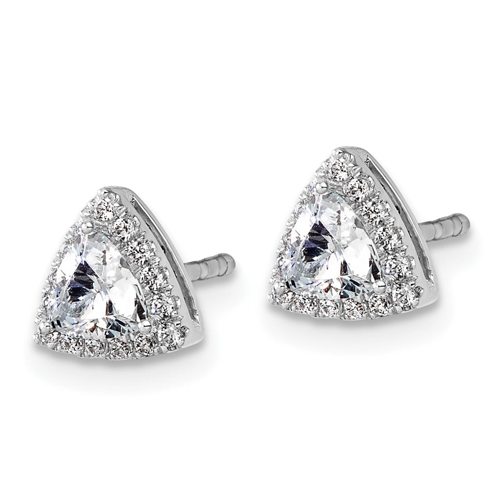14k White Gold 5/8 carat Lab Grown Diamond VS+ F+ Complete Trillion Halo Post Earrings