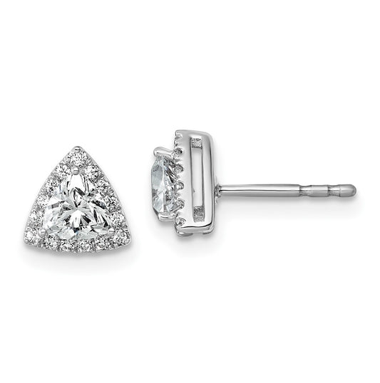 14k White Gold 5/8 carat Lab Grown Diamond VS+ F+ Complete Trillion Halo Post Earrings