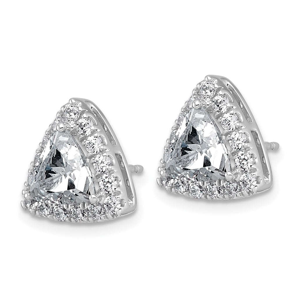 14k White Gold 3 3/4 carat Lab Grown Diamond VS+ F+ Complete Trillion Halo Post Earrings