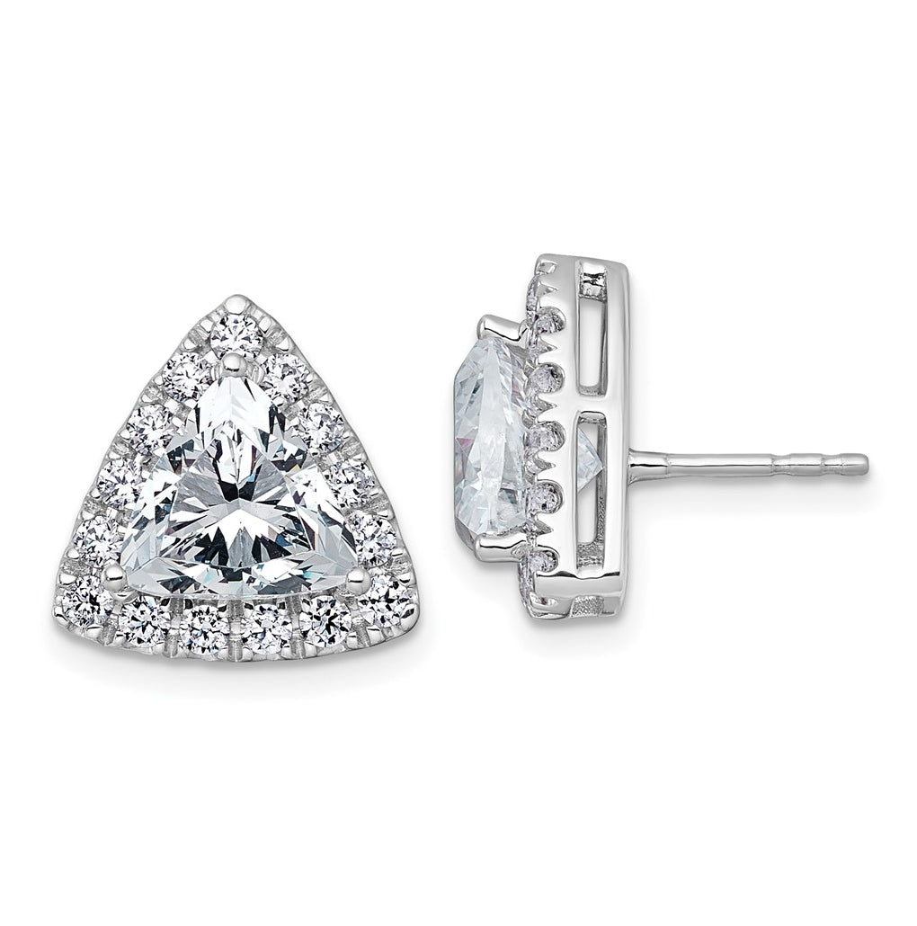 14k White Gold 5 1/4 carat Lab Grown Diamond VS+ F+ Complete Trillion Halo Post Earrings