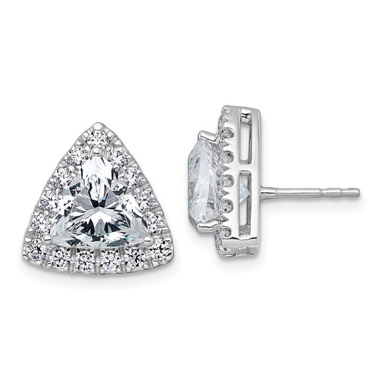 14k White Gold 5 1/4 carat Lab Grown Diamond VS+ F+ Complete Trillion Halo Post Earrings
