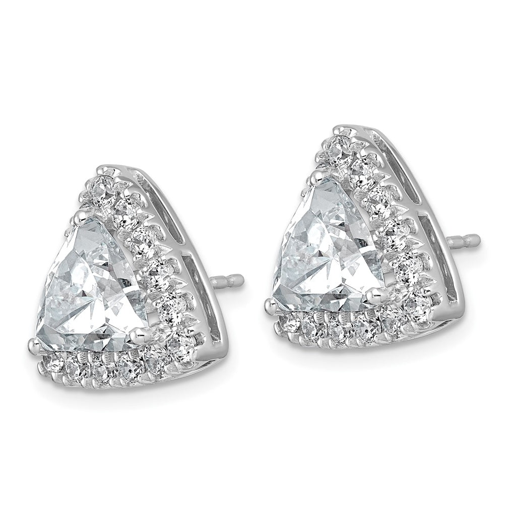 14k White Gold 6 1/2 carat Lab Grown Diamond VS+ F+ Complete Trillion Halo Post Earrings