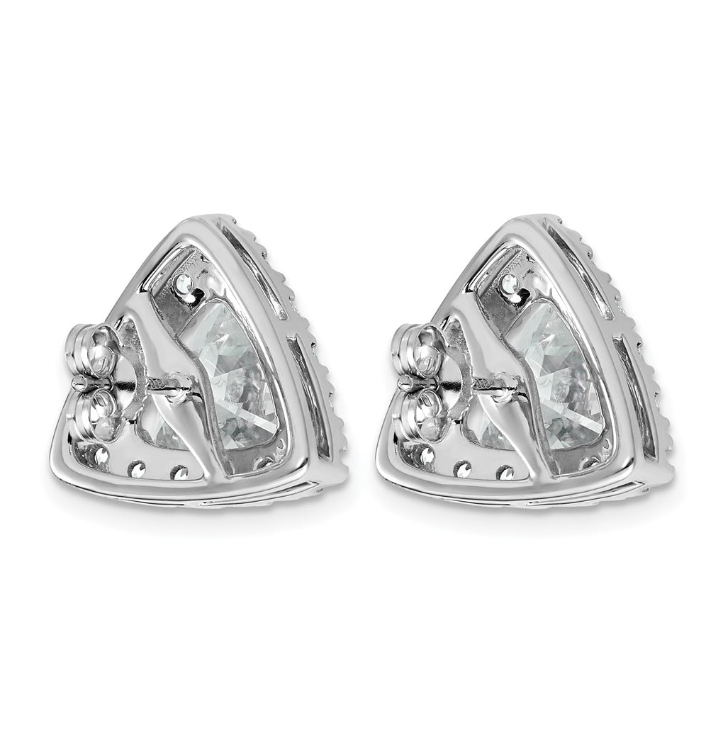 14k White Gold 6 1/2 carat Lab Grown Diamond VS+ F+ Complete Trillion Halo Post Earrings