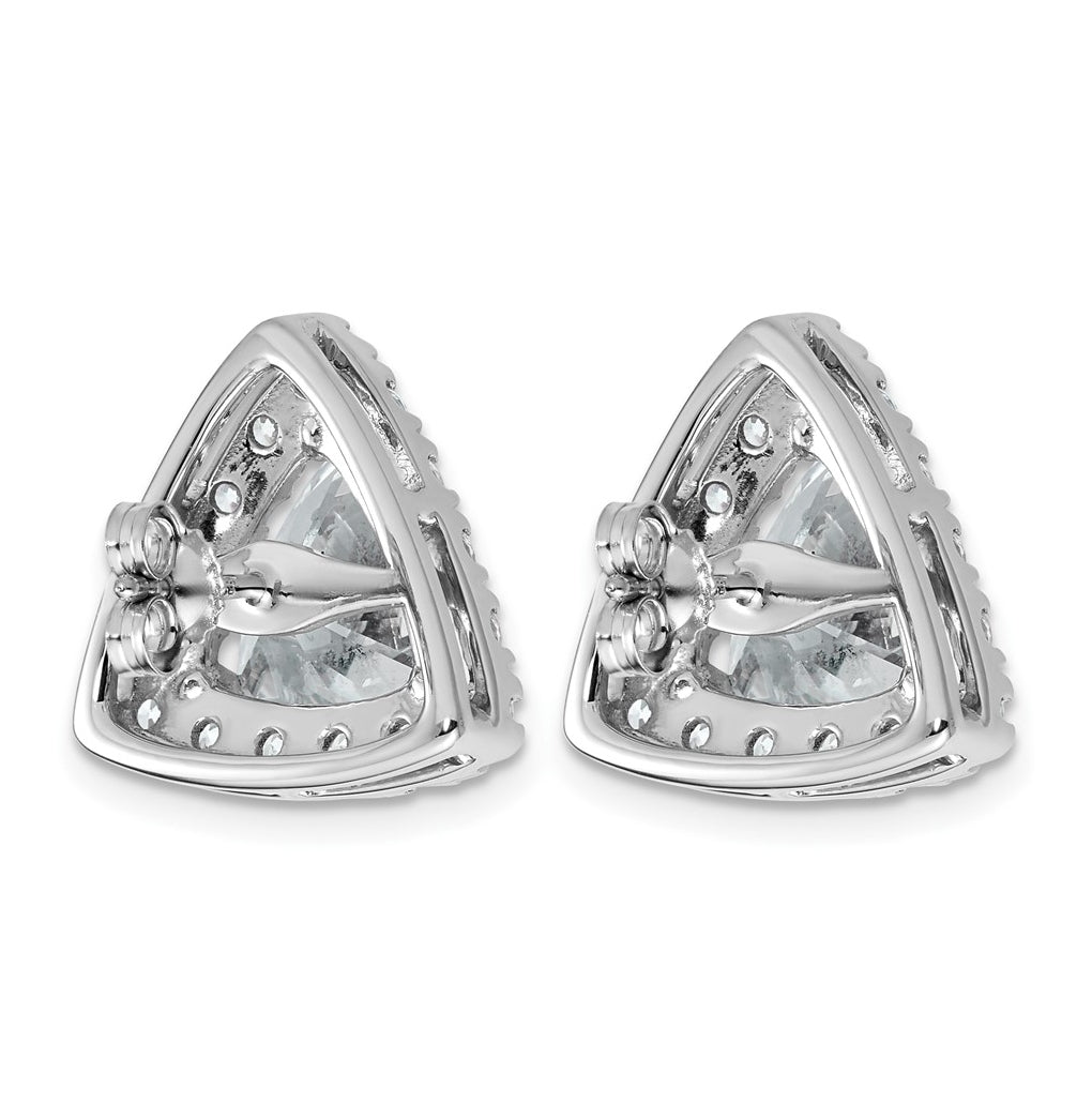 14k White Gold 7 3/4 carat Lab Grown Diamond VS+ F+ Complete Trillion Halo Post Earrings