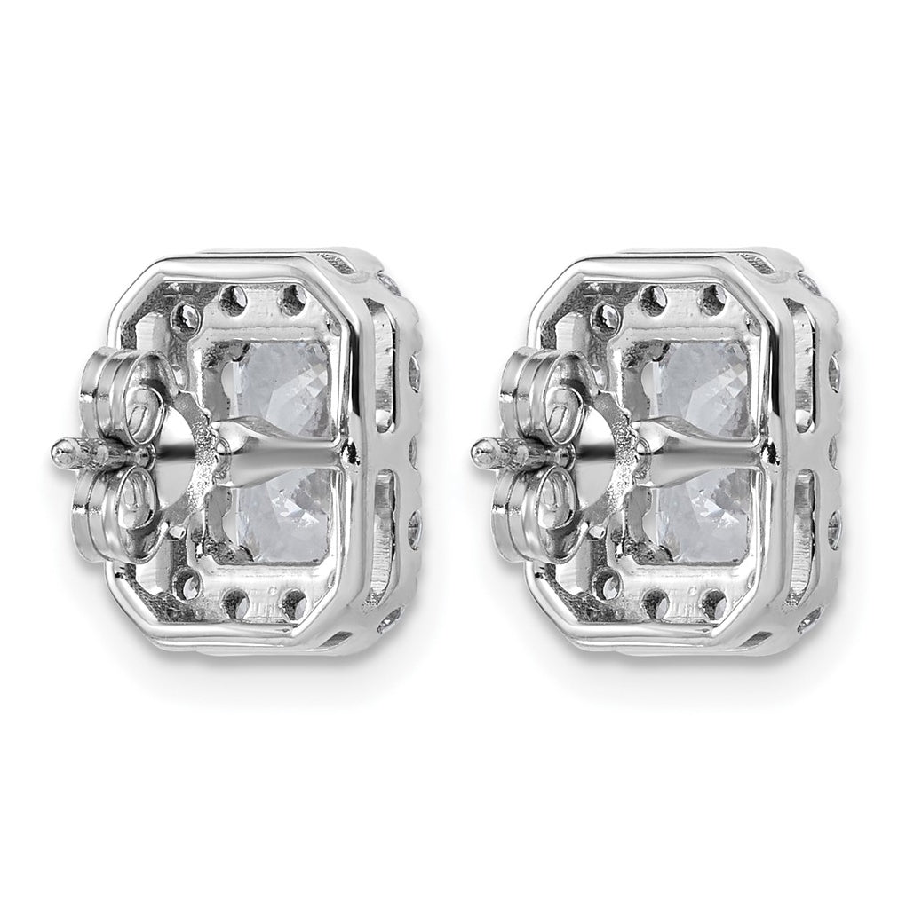 14k White Gold 2 3/4 carat Lab Grown Diamond VS+ F+ Complete Emerald Halo Post Earrings