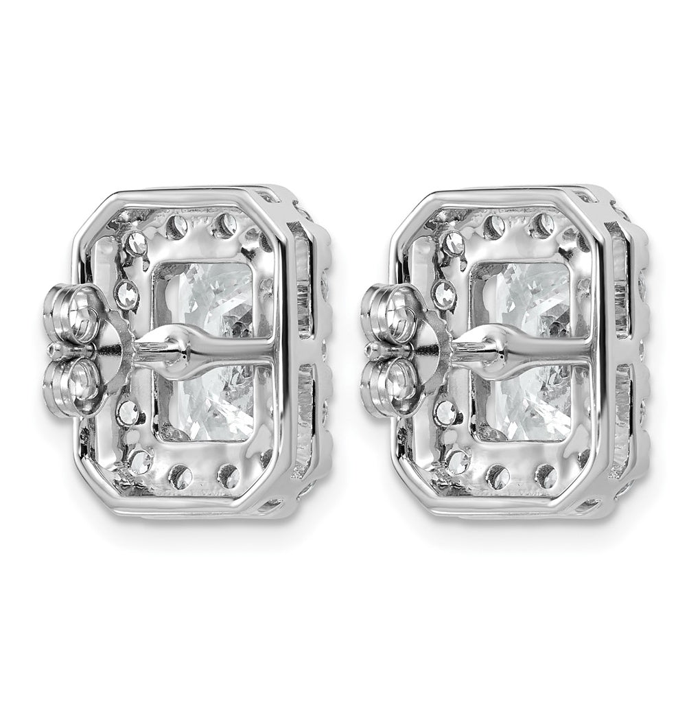 14k White Gold 5 3/4 carat Lab Grown Diamond VS+ F+ Complete Emerald Halo Post Earrings