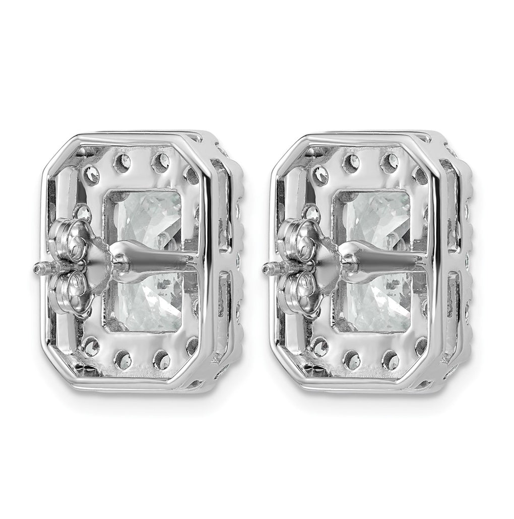 14k White Gold 8 5/8 carat Lab Grown Diamond VS+ F+ Complete Emerald Halo Post Earrings