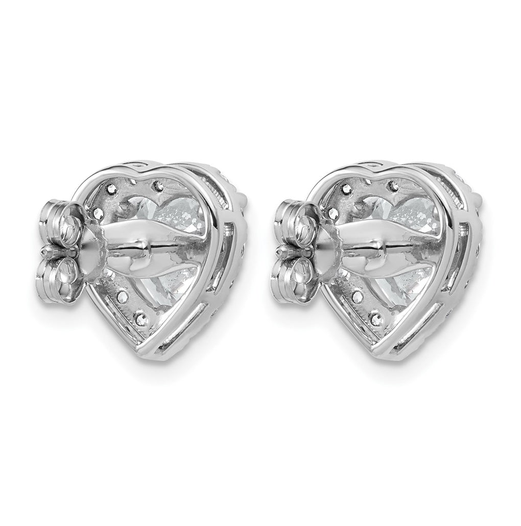 14k White Gold 3 1/2 carat Lab Grown Diamond VS+ F+ Complete Heart Halo Post Earrings