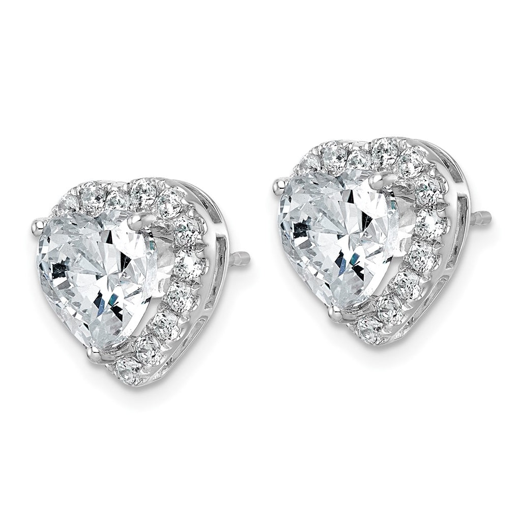 14k White Gold 4 7/8 carat Lab Grown Diamond VS+ F+ Complete Heart Halo Post Earrings