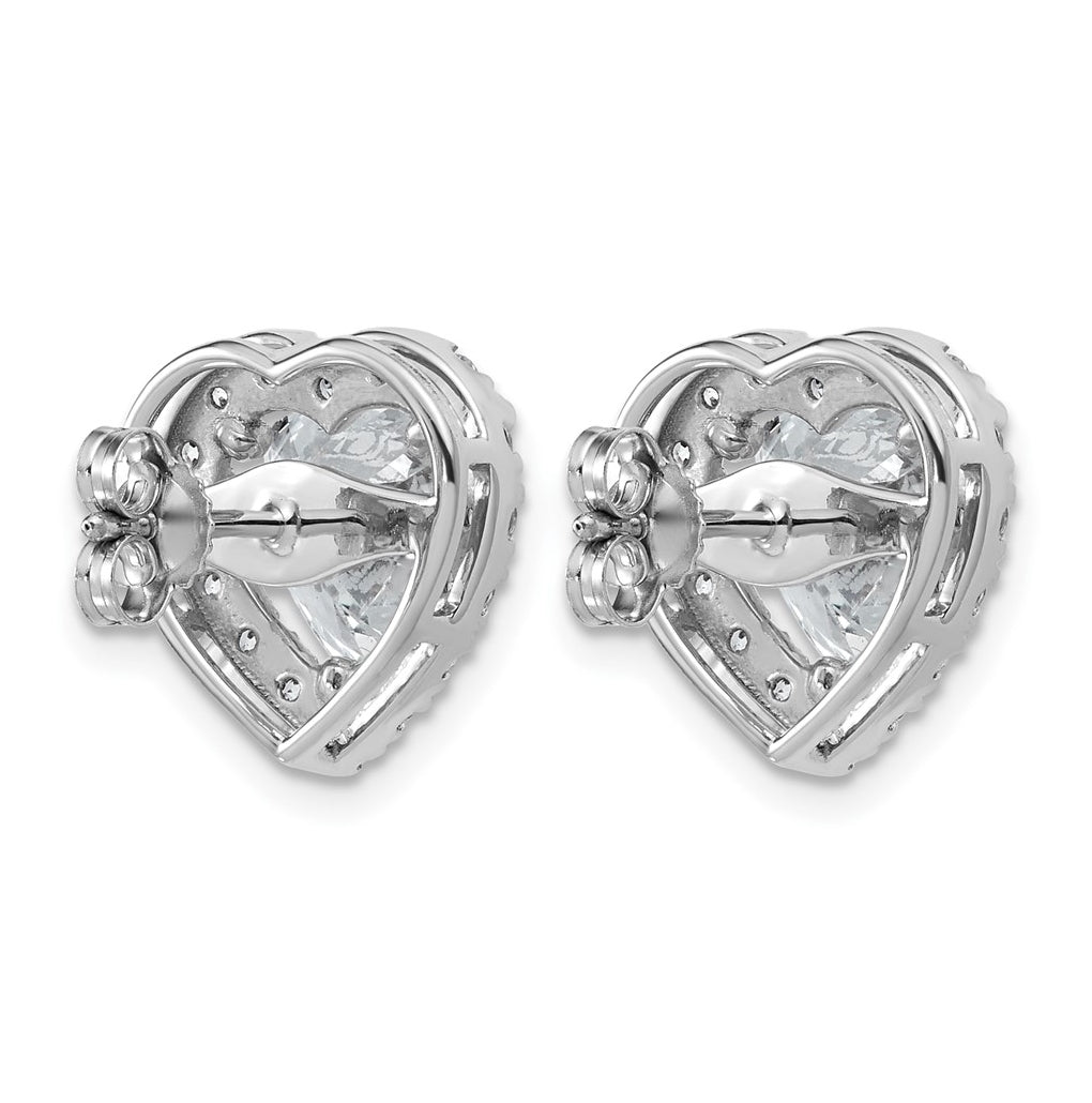 14k White Gold 6 carat Lab Grown Diamond VS+ F+ Complete Heart Halo Post Earrings