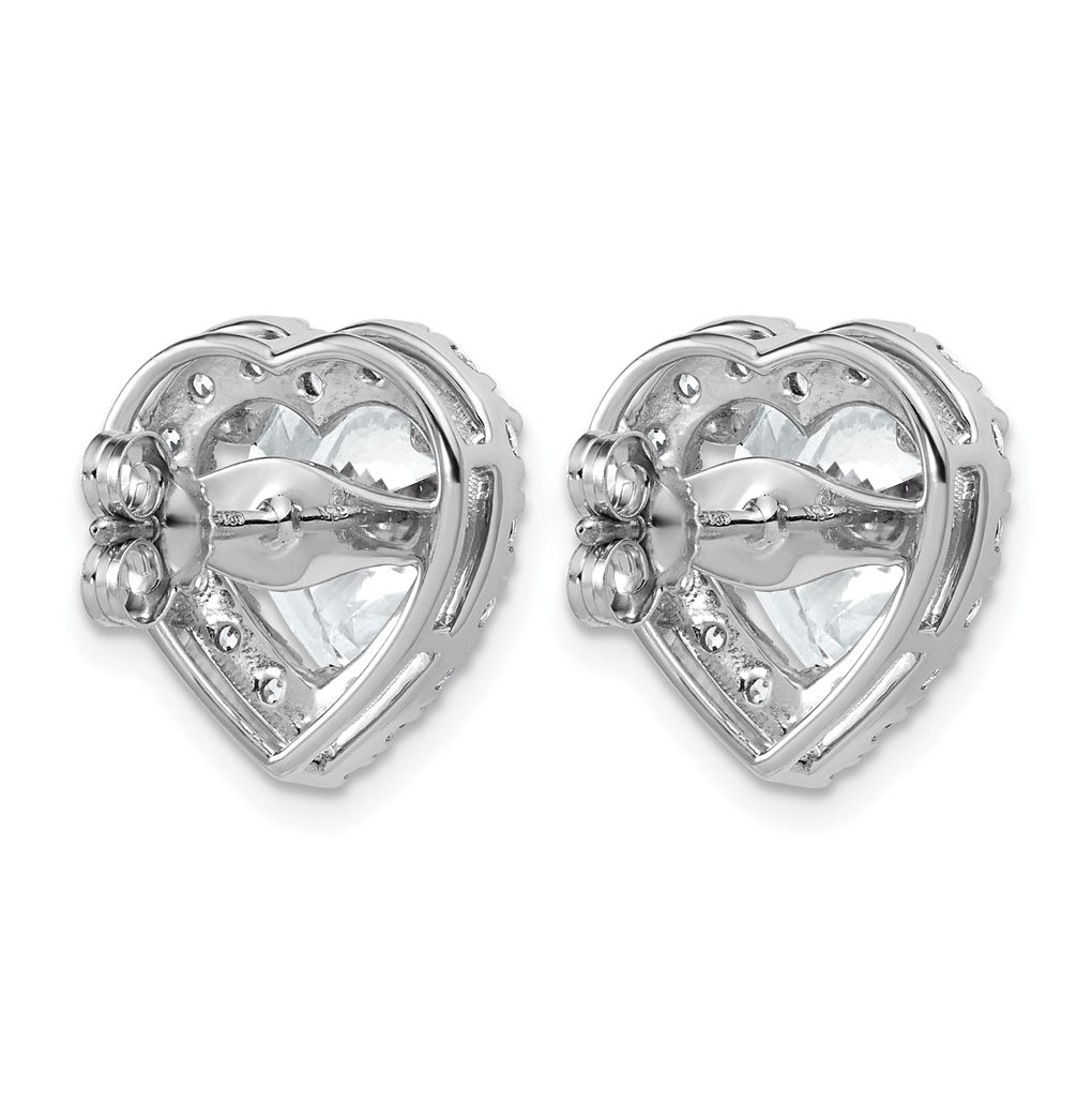 14k White Gold 7 3/8 carat Lab Grown Diamond VS+ F+ Complete Heart Halo Post Earrings