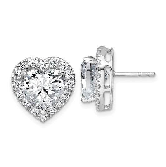 14k White Gold 7 3/8 carat Lab Grown Diamond VS+ F+ Complete Heart Halo Post Earrings