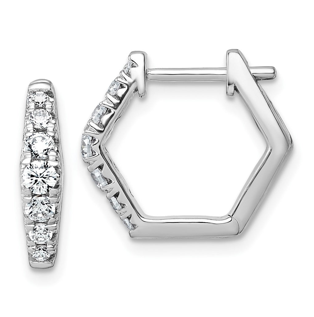 14k White Gold 1/2 carat Lab Grown Diamond VS+ F+ Complete Fashion Hoop Earrings
