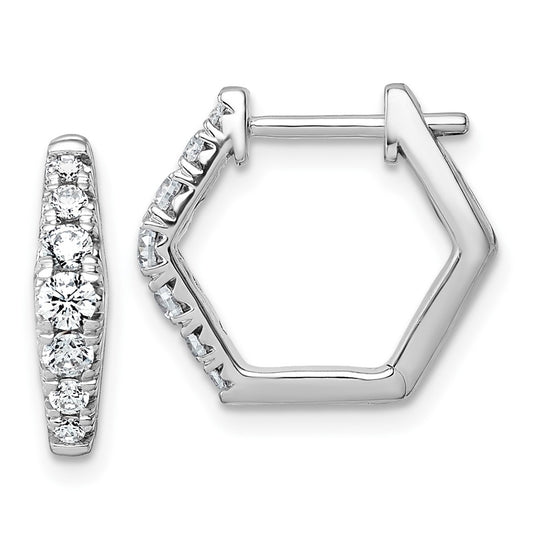 14k White Gold 1/2 carat Lab Grown Diamond VS+ F+ Complete Fashion Hoop Earrings