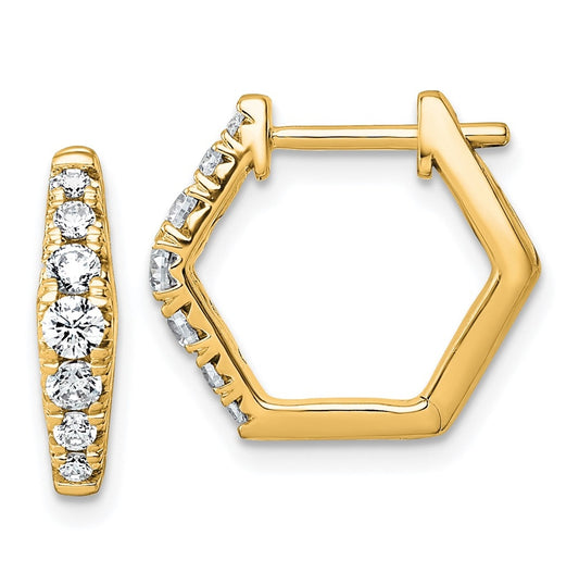 14k Yellow Gold 1/2 carat Lab Grown Diamond VS+ F+ Complete Fashion Hoop Earrings