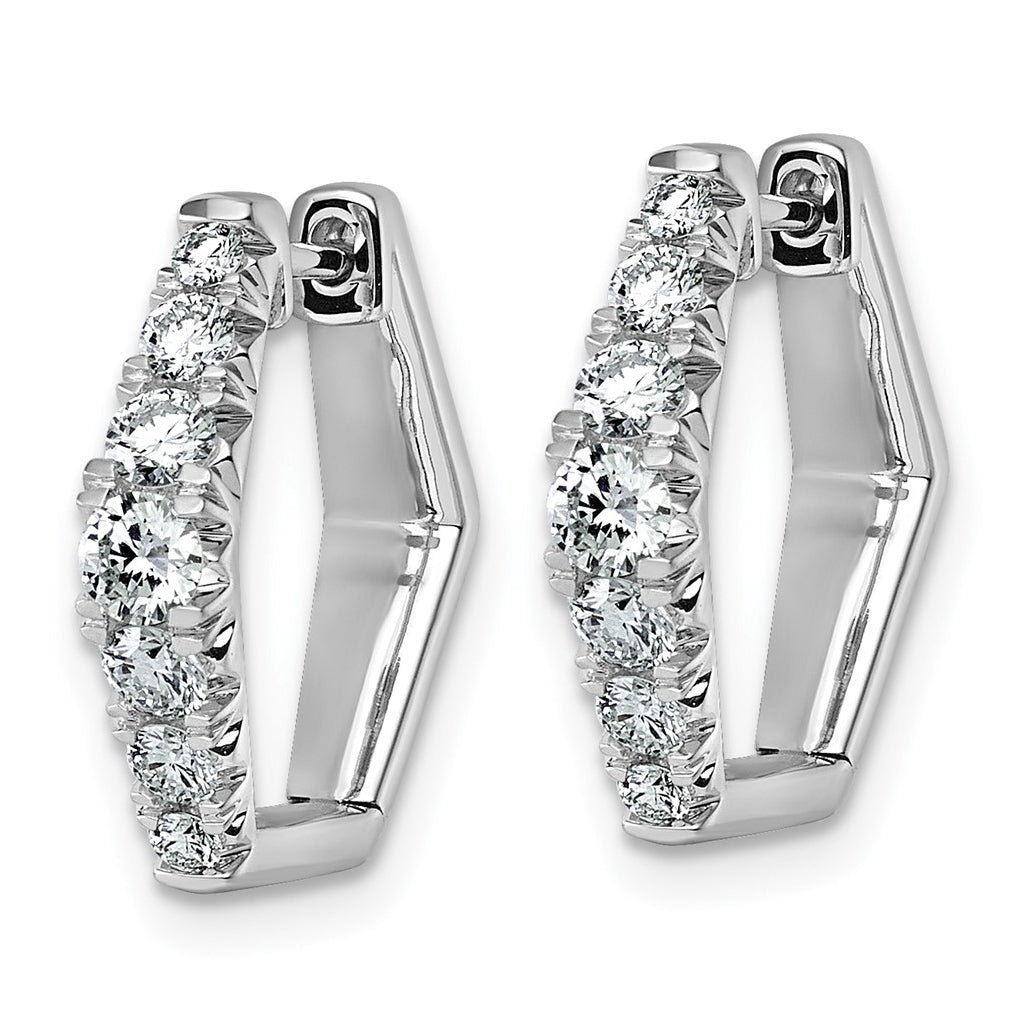 14k White Gold 1 carat Lab Grown Diamond VS+ F+ Complete Fashion Hoop Earrings