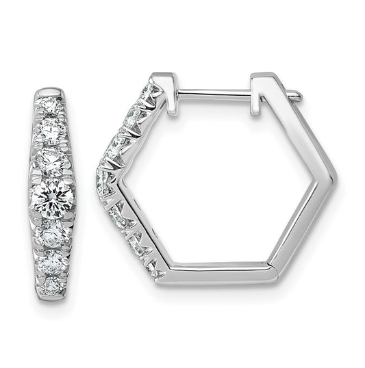 14k White Gold 1 carat Lab Grown Diamond VS+ F+ Complete Fashion Hoop Earrings