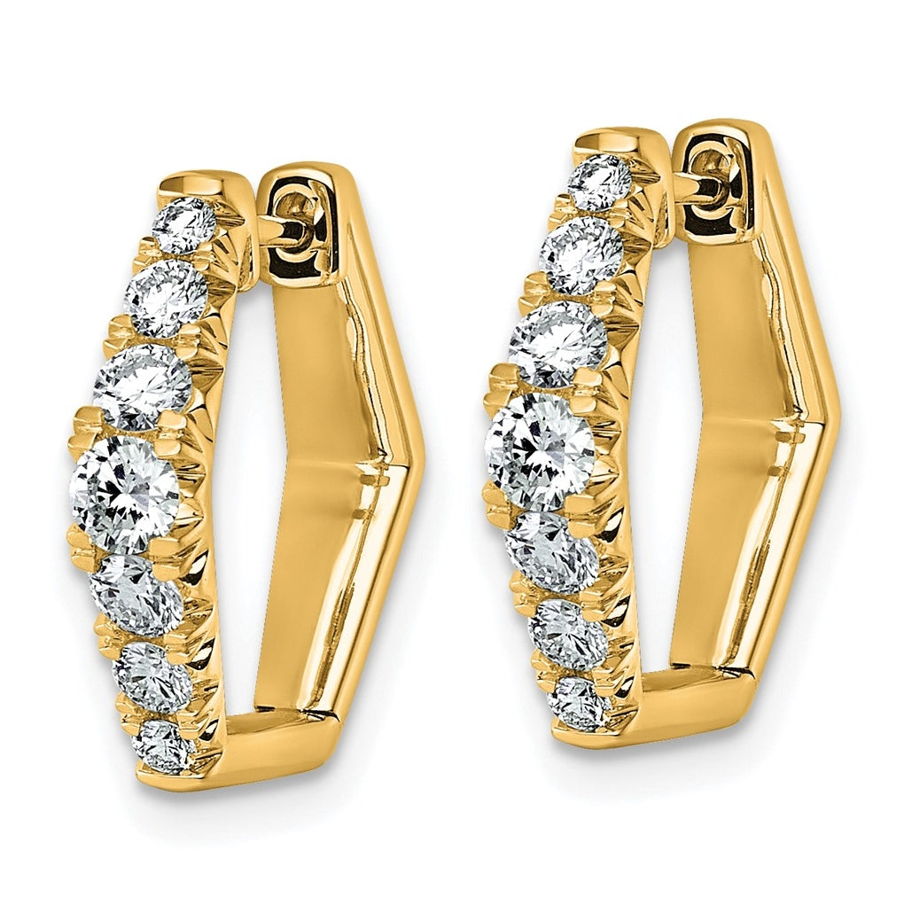 14k Yellow Gold 1 carat Lab Grown Diamond VS+ F+ Complete Fashion Hoop Earrings