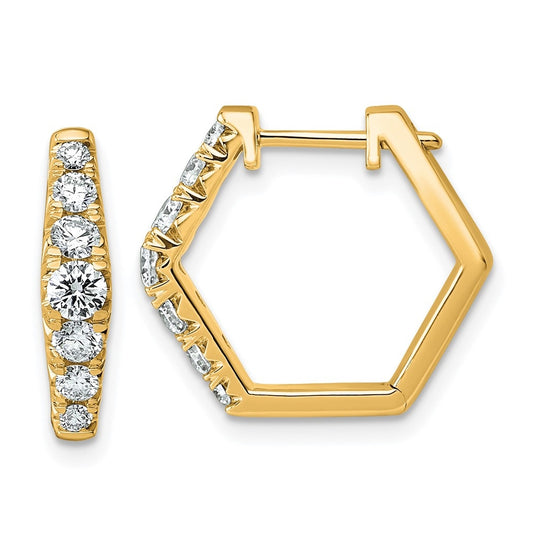 14k Yellow Gold 1 carat Lab Grown Diamond VS+ F+ Complete Fashion Hoop Earrings