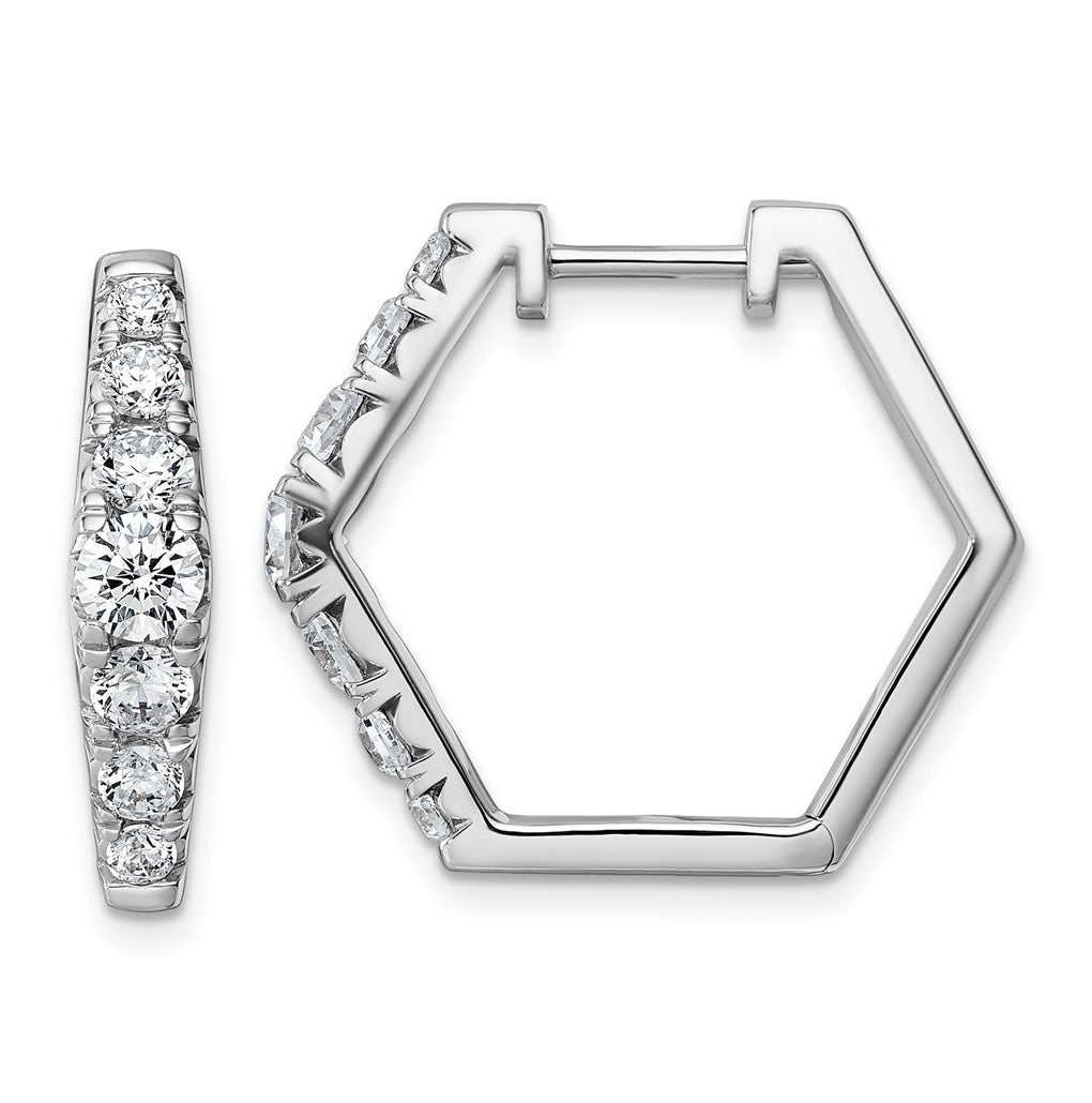 14k White Gold 1 1/2 carat Lab Grown Diamond VS+ F+ Complete Fashion Hoop Earrings
