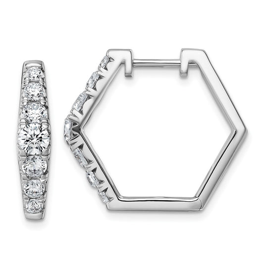 14k White Gold 1 1/2 carat Lab Grown Diamond VS+ F+ Complete Fashion Hoop Earrings