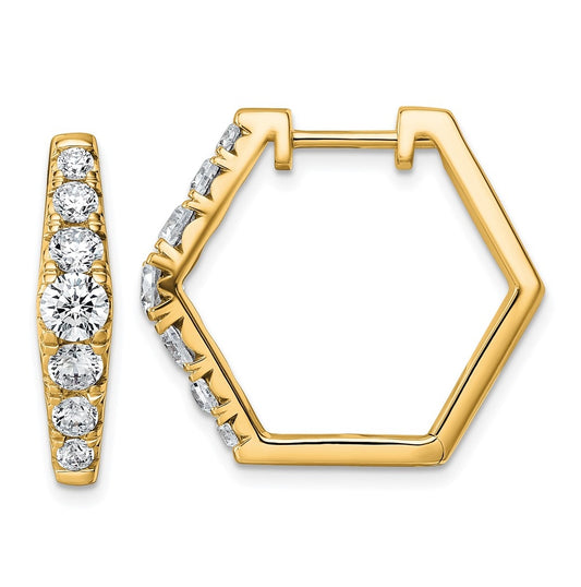 14k Yellow Gold 1 1/2 carat Lab Grown Diamond VS+ F+ Complete Fashion Hoop Earrings