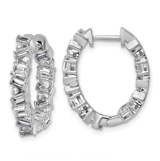 14k White Gold 2 carat Lab Grown Diamond VS+ F+ Complete Hinged In and Out Hoop Earrings