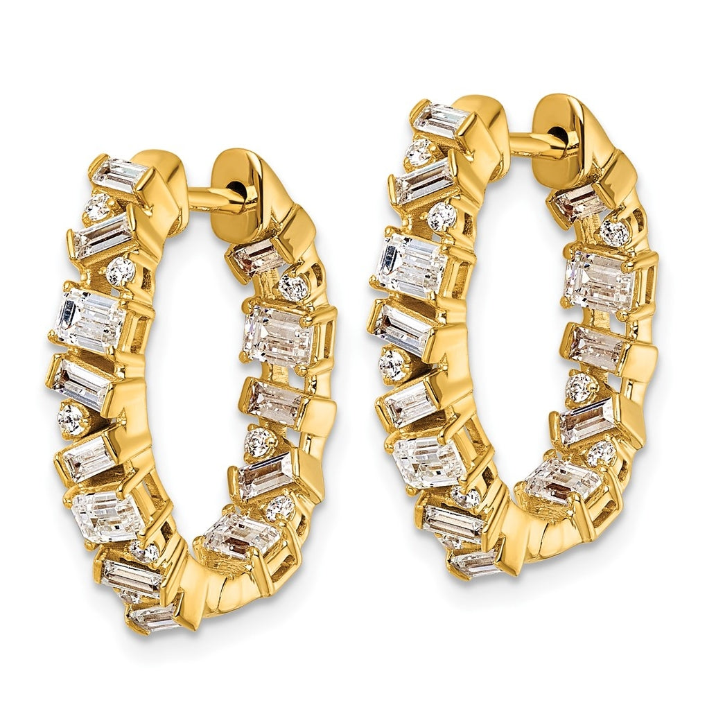 14k Yellow Gold 2 carat Lab Grown Diamond VS+ F+ Complete Hinged In and Out Hoop Earrings