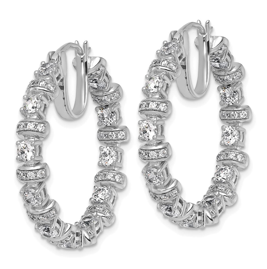 14k White Gold 4 carat Lab Grown Diamond VS+ F+ Complete Fashion Hoop Earrings