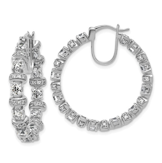 14k White Gold 4 carat Lab Grown Diamond VS+ F+ Complete Fashion Hoop Earrings