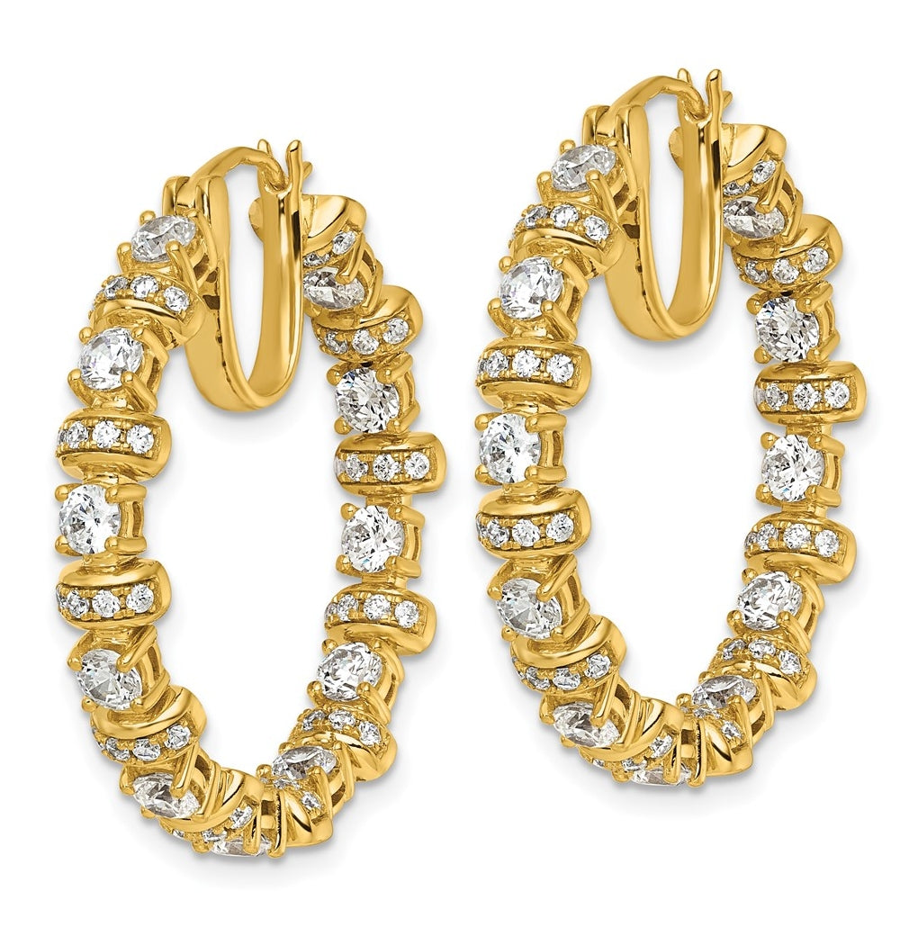 14k Yellow Gold 4 carat Lab Grown Diamond VS+ F+ Complete Fashion Hoop Earrings
