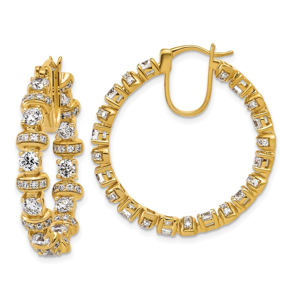 14k Yellow Gold 4 carat Lab Grown Diamond VS+ F+ Complete Fashion Hoop Earrings