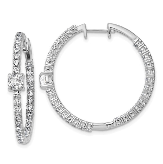14k White Gold 3 1/8 carat Lab Grown Diamond VS+ F+ Complete Hinged In and Out Hoop Earrings