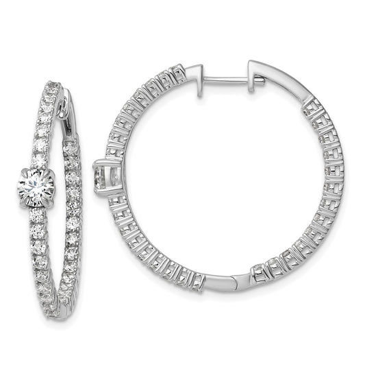 14k White Gold 3 carat Lab Grown Diamond VS+ F+ Complete Hinged In and Out Hoop Earrings
