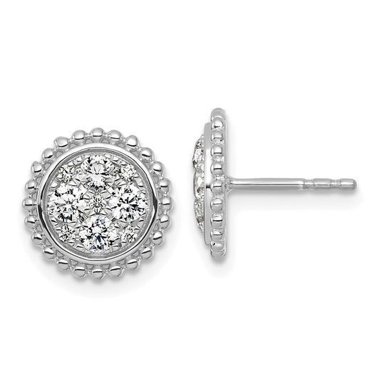 14k White Gold 3/4 carat Lab Grown Diamond VS+F+ Complete Cluster Post Earrings