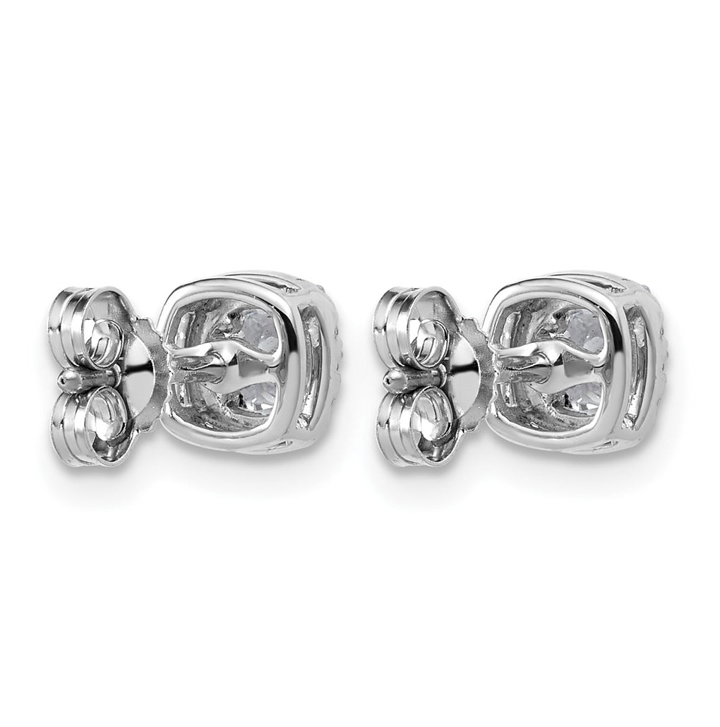 14k White Gold 5/8 carat Lab Grown Diamond VS+ F+ Complete Cushion Halo Post Earrings