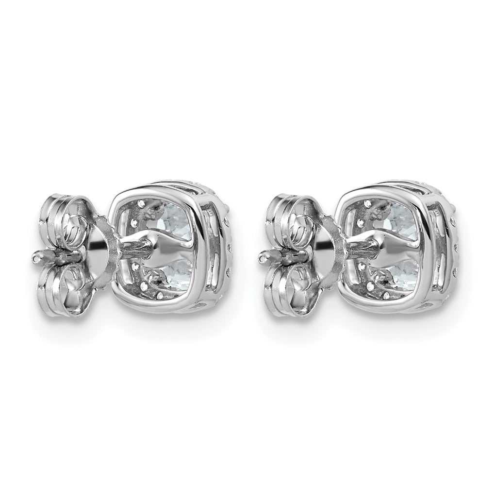 14k White Gold 1 1/6 carat Lab Grown Diamond VS+ F+ Complete Cushion Halo Post Earrings