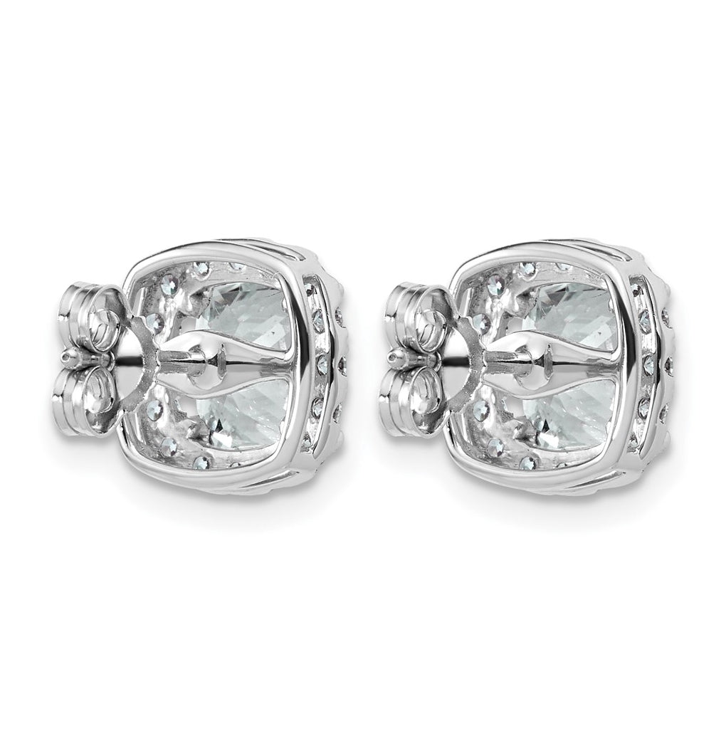 14k White Gold 3 5/8 carat Lab Grown Diamond VS+ F+ Complete Cushion Halo Post Earrings
