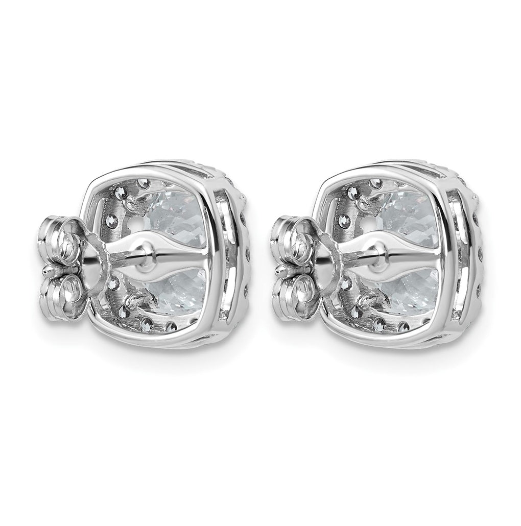14k White Gold 4 5/8 carat Lab Grown Diamond VS+ F+ Complete Cushion Halo Post Earrings