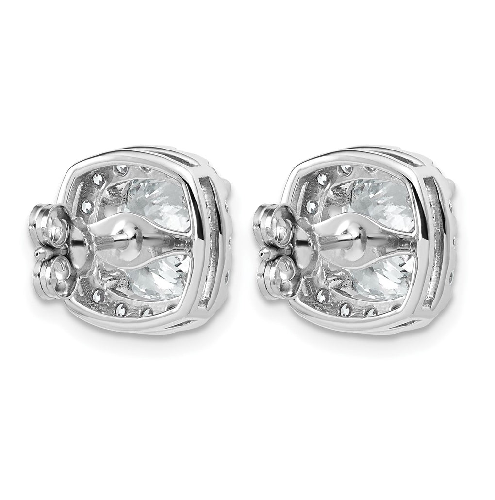 14k White Gold 5 7/8 carat Lab Grown Diamond VS+ F+ Complete Cushion Halo Post Earrings