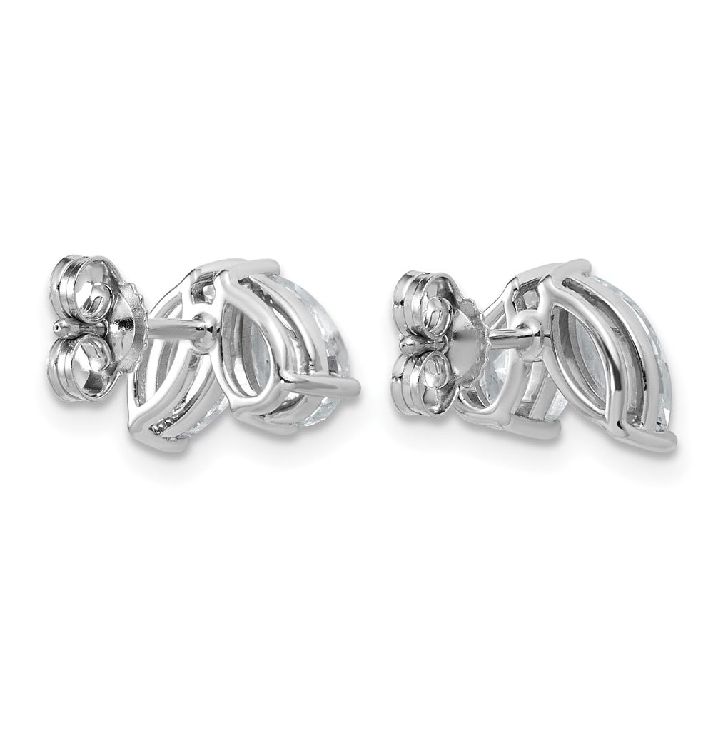 14k White Gold 2 carat Lab Grown Diamond VS+ F+ Complete Marquise and Pear Two Stone Post Earrings