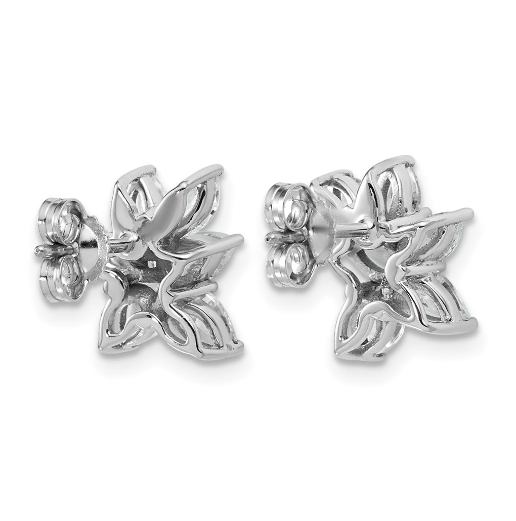 14k White Gold 1 1/2 carat Lab Grown Diamond VS+ F+ Complete Pear and Marquise Cluster Post Earrings