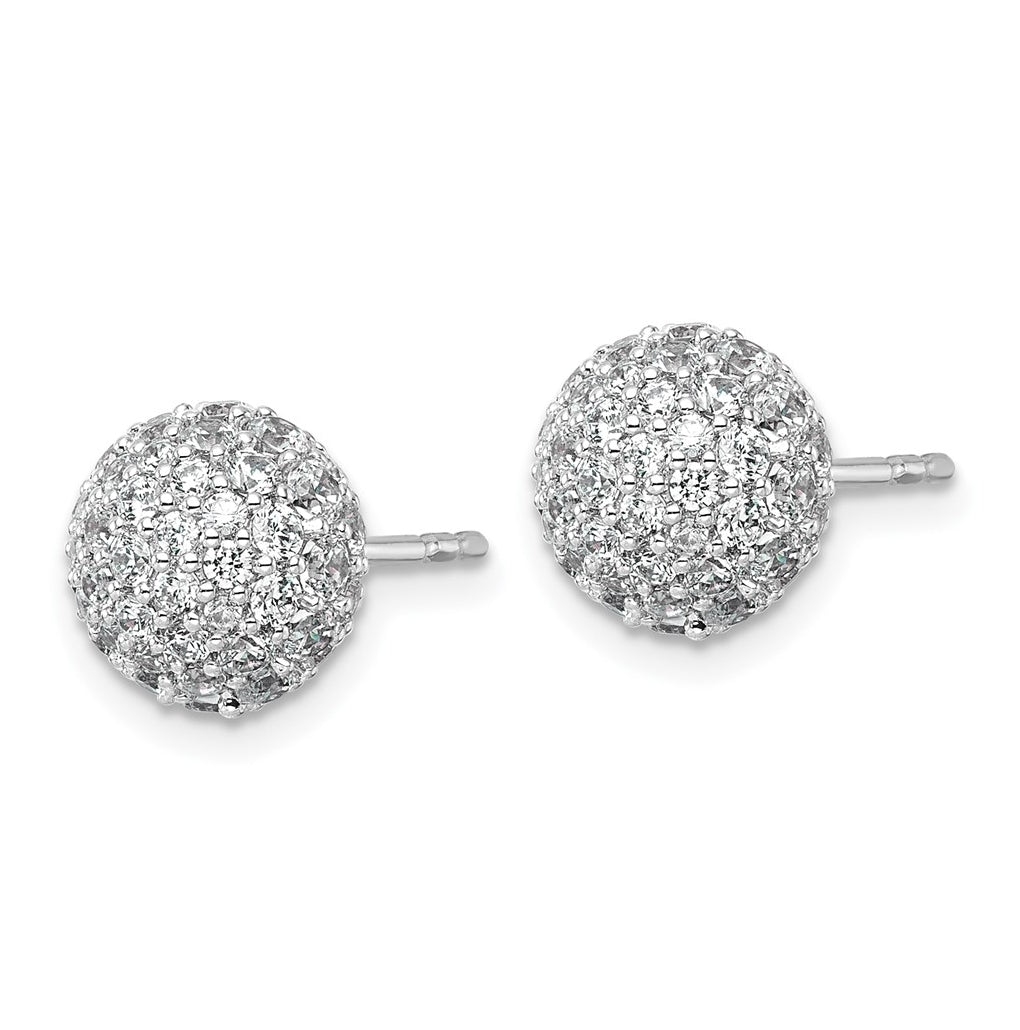14k White Gold 2 3/4 carat Lab Grown Diamond VS+ F+ Pave Ball Complete Stud Post Earrings
