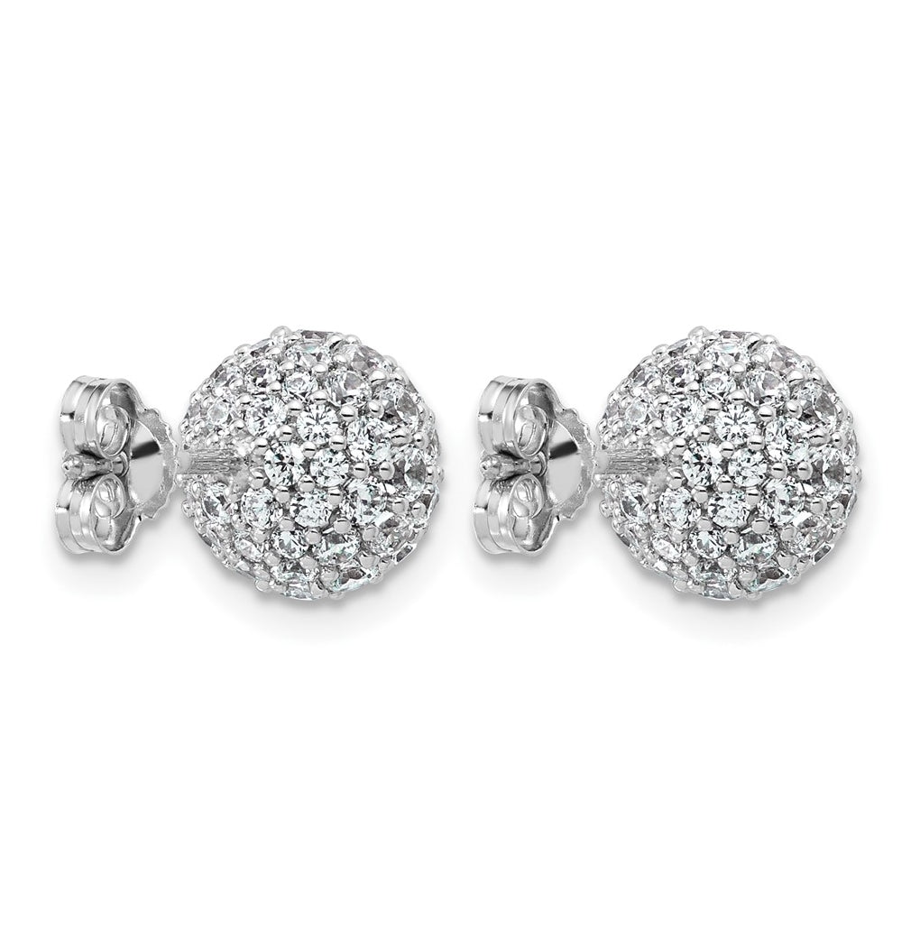 14k White Gold 2 3/4 carat Lab Grown Diamond VS+ F+ Pave Ball Complete Stud Post Earrings