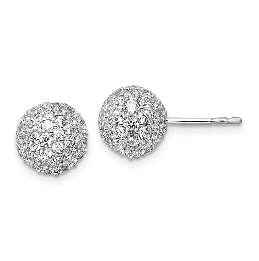 14k White Gold 2 3/4 carat Lab Grown Diamond VS+ F+ Pave Ball Complete Stud Post Earrings