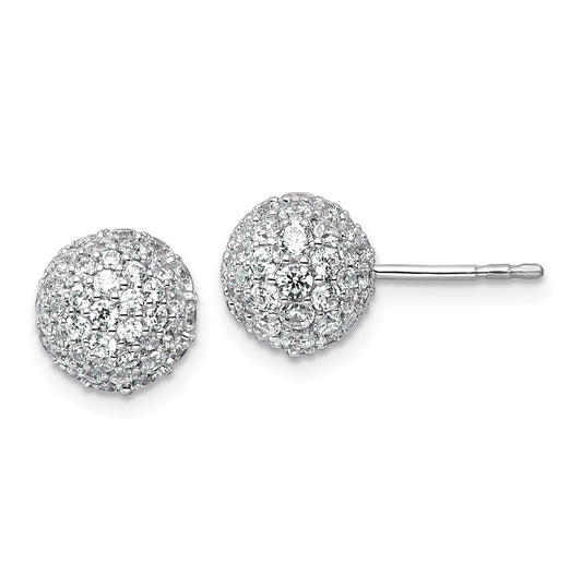 14k White Gold 2 3/4 carat Lab Grown Diamond VS+ F+ Pave Ball Complete Stud Post Earrings