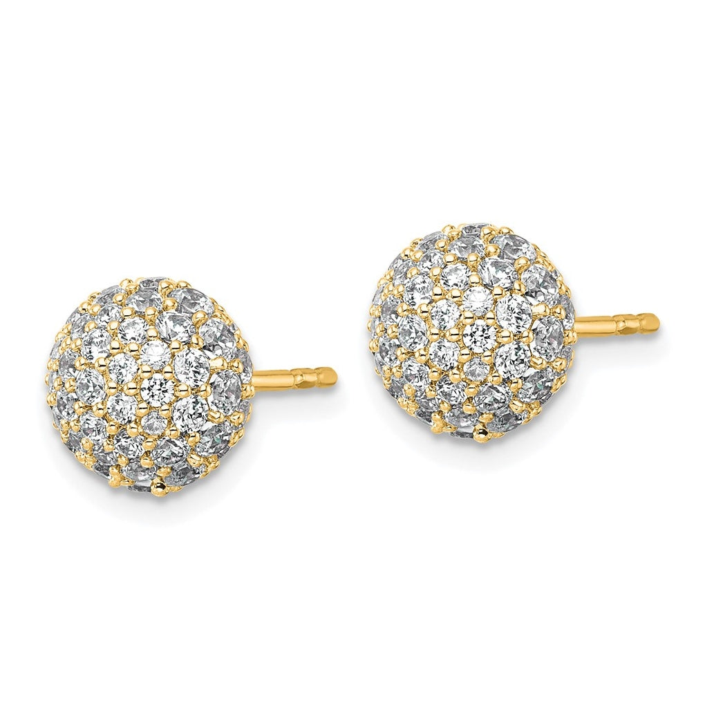 14k Yellow Gold 2 3/4 carat Lab Grown Diamond VS+ F+ Pave Ball Complete Stud Post Earrings