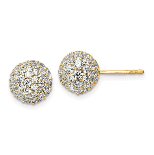 14k Yellow Gold 2 3/4 carat Lab Grown Diamond VS+ F+ Pave Ball Complete Stud Post Earrings