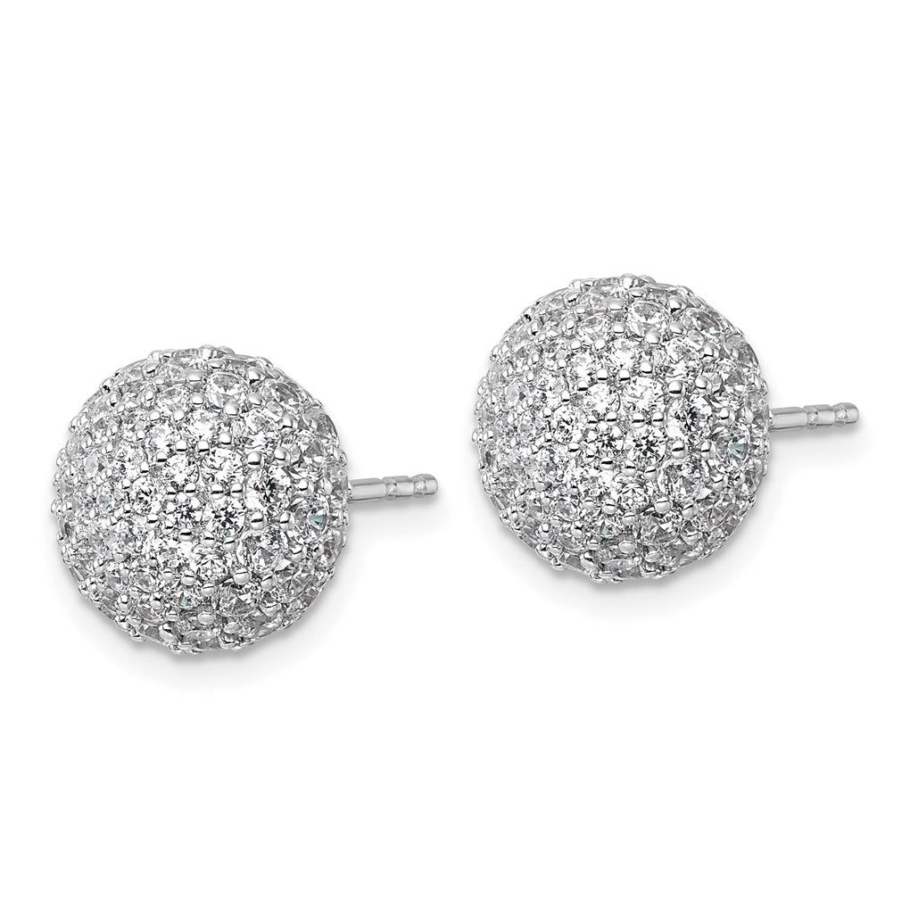 14k White Gold 4 1/5 carat Lab Grown Diamond VS+ F+ Pave Ball Complete Stud Post Earrings